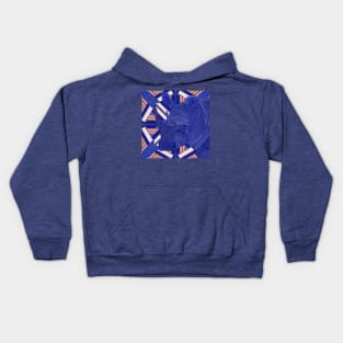 Abstract Rhino From Africa on Vibrant Blue and Coral Pattern Kids Hoodie